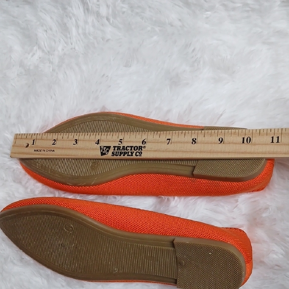 Orange Knit Pointed Toe Casual Bright Everyday Women's Flats - Picture 13 of 13